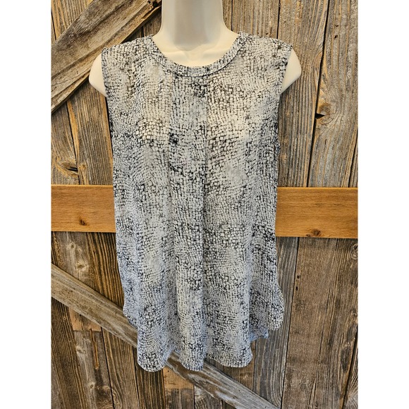 Vince Camuto semi Sheer snake skin sleevless summer blouse career casual M ^ - Picture 1 of 7